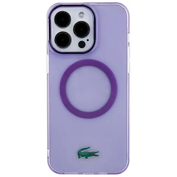 Etui Lacoste Transparent MagSafe do iPhone 15 Pro Max Fioletowy