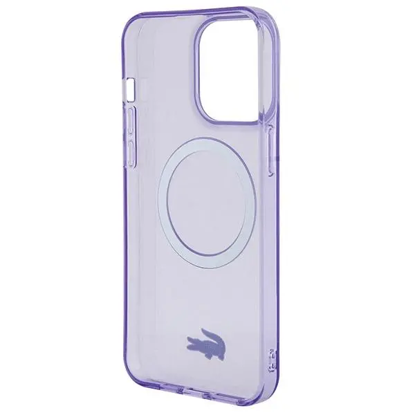 Etui Lacoste Transparent MagSafe do iPhone 15 Pro Max Fioletowy