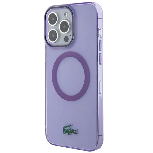Etui Lacoste Transparent MagSafe do iPhone 15 Pro Max Fioletowy
