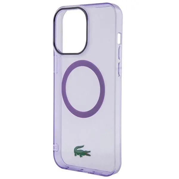 Etui Lacoste Transparent MagSafe do iPhone 15 Pro Max Fioletowy