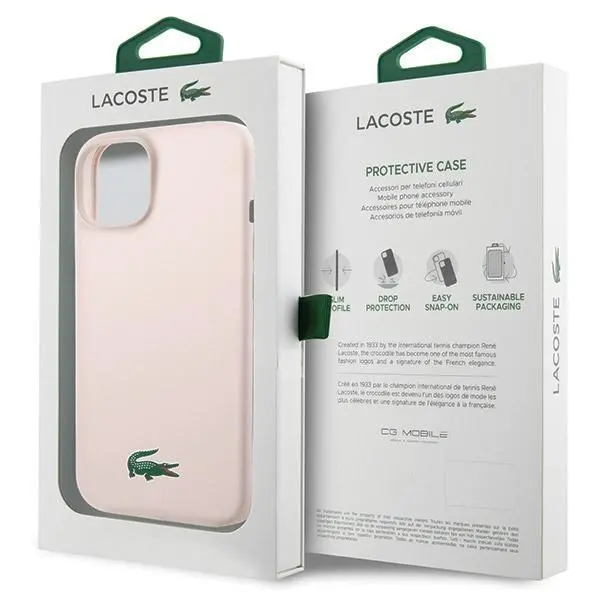 Etui Lacoste Silicone MagSafe do iPhone 15 Różowy