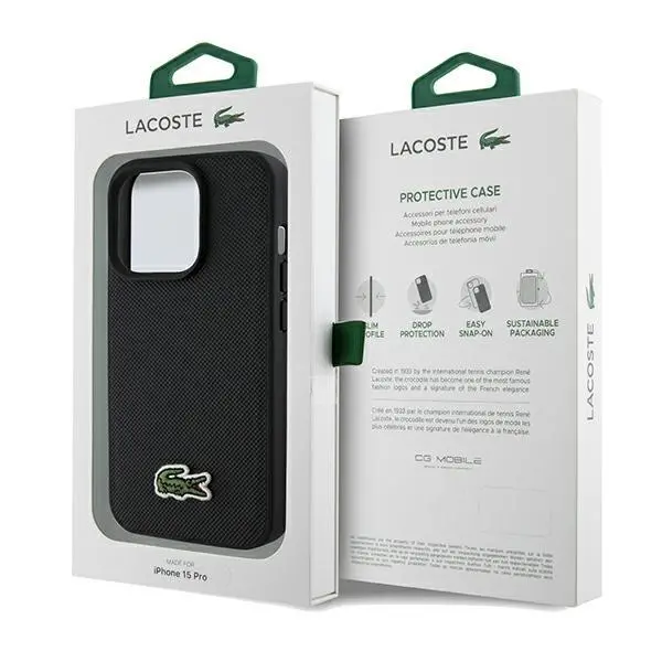 Etui Lacoste LCHMP15XPVCK Hardcase Iconic Petit Pique MagSafe do iPhone 15 Pro Max Czarny