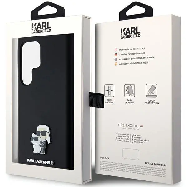 Etui Karl Lagerfeld Hardcase Silicone Karl&Choupette Metal Pin do Samsung Galaxy S24 Ultra Czarny