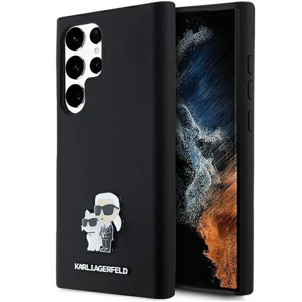 Etui Karl Lagerfeld Hardcase Silicone Karl&Choupette Metal Pin do Samsung Galaxy S24 Ultra Czarny