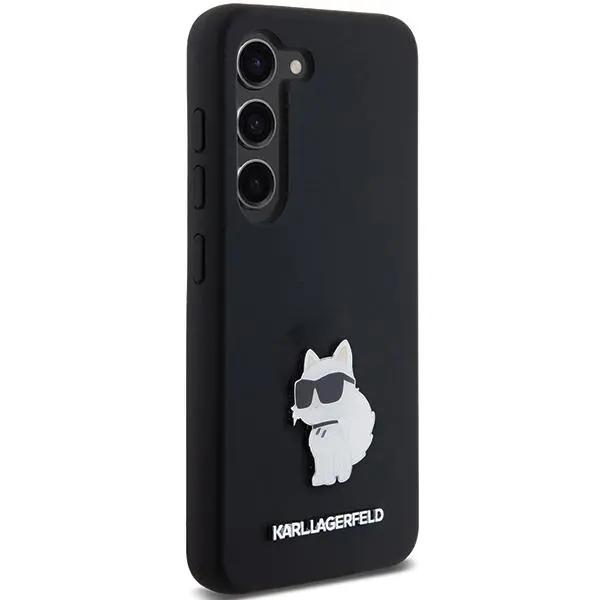 Etui Karl Lagerfeld Hardcase Silicone Choupette Metal Pin do Samsung Galaxy S24 Czarny