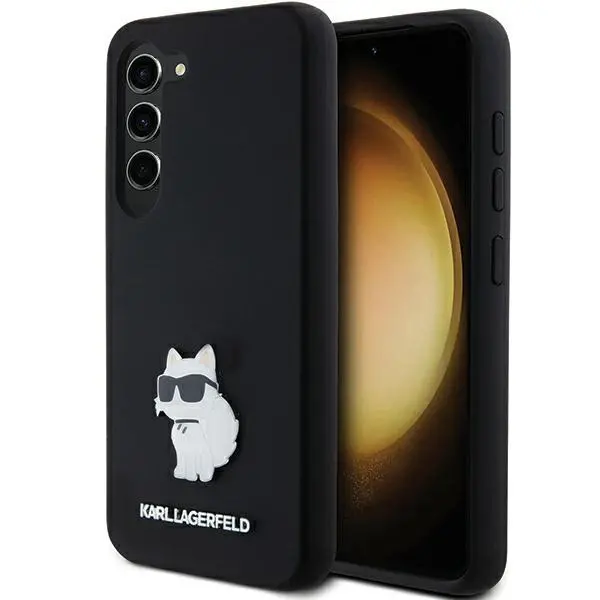Etui Karl Lagerfeld Hardcase Silicone Choupette Metal Pin do Samsung Galaxy S24 Czarny