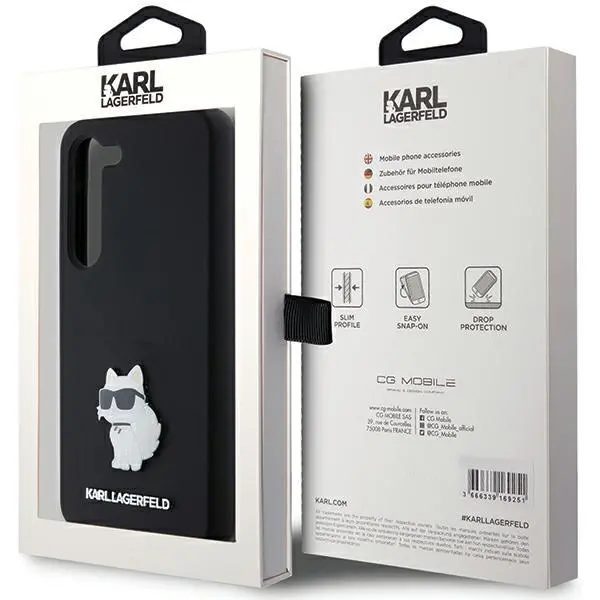 Etui Karl Lagerfeld Hardcase Silicone Choupette Metal Pin do Samsung Galaxy S24 Czarny