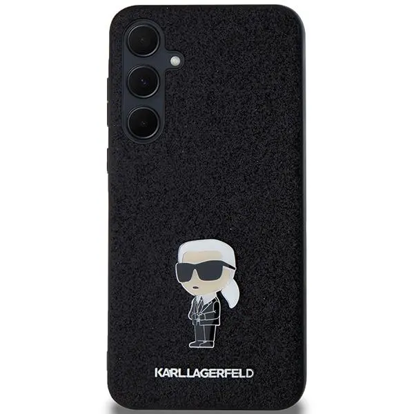 Etui Karl Lagerfeld Hardcase Fixed Glitter Ikonik Logo Metal Pin do Samsung Galaxy A35 Czarny