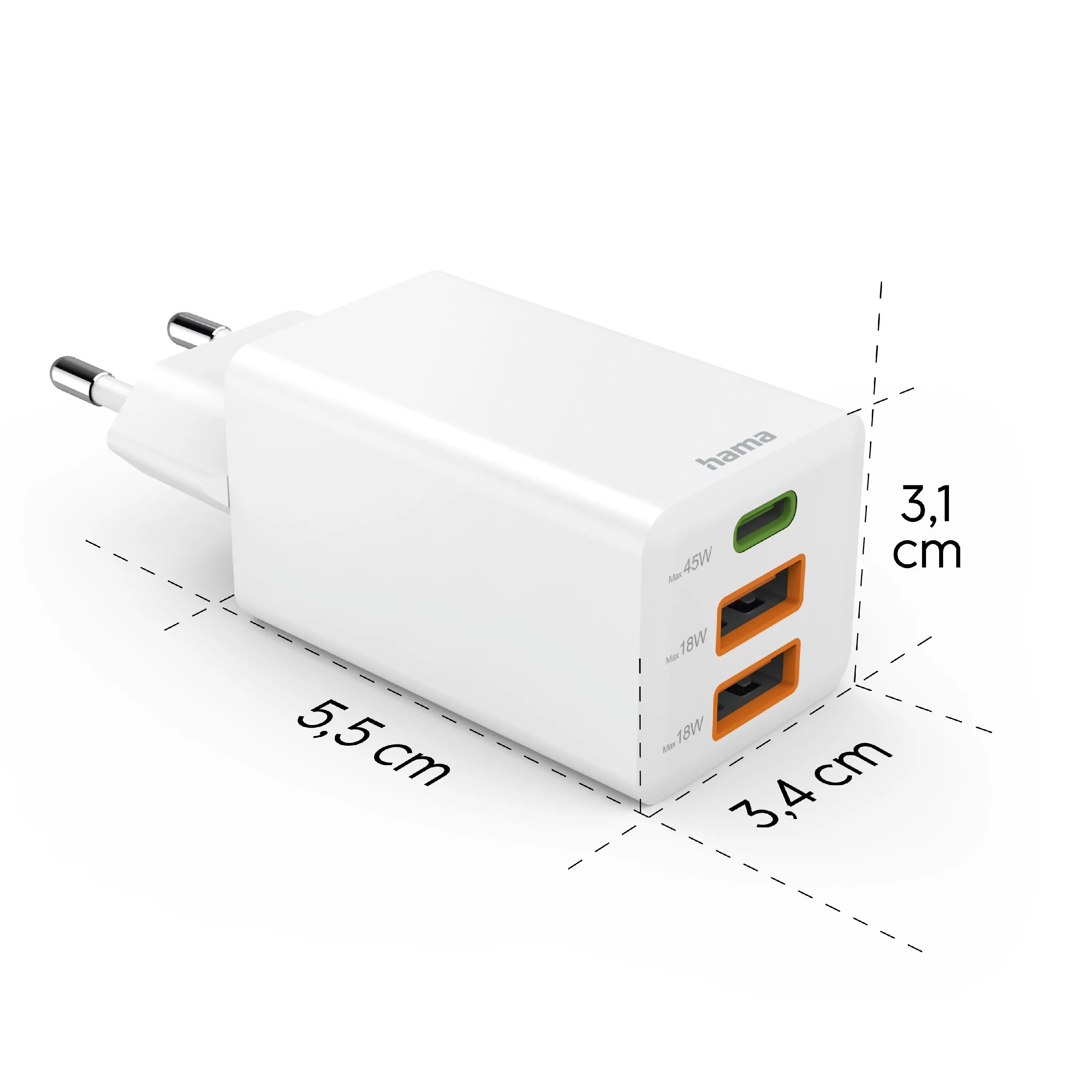 Ładowarka sieciowa Hama mini 45W GaN QC Biały