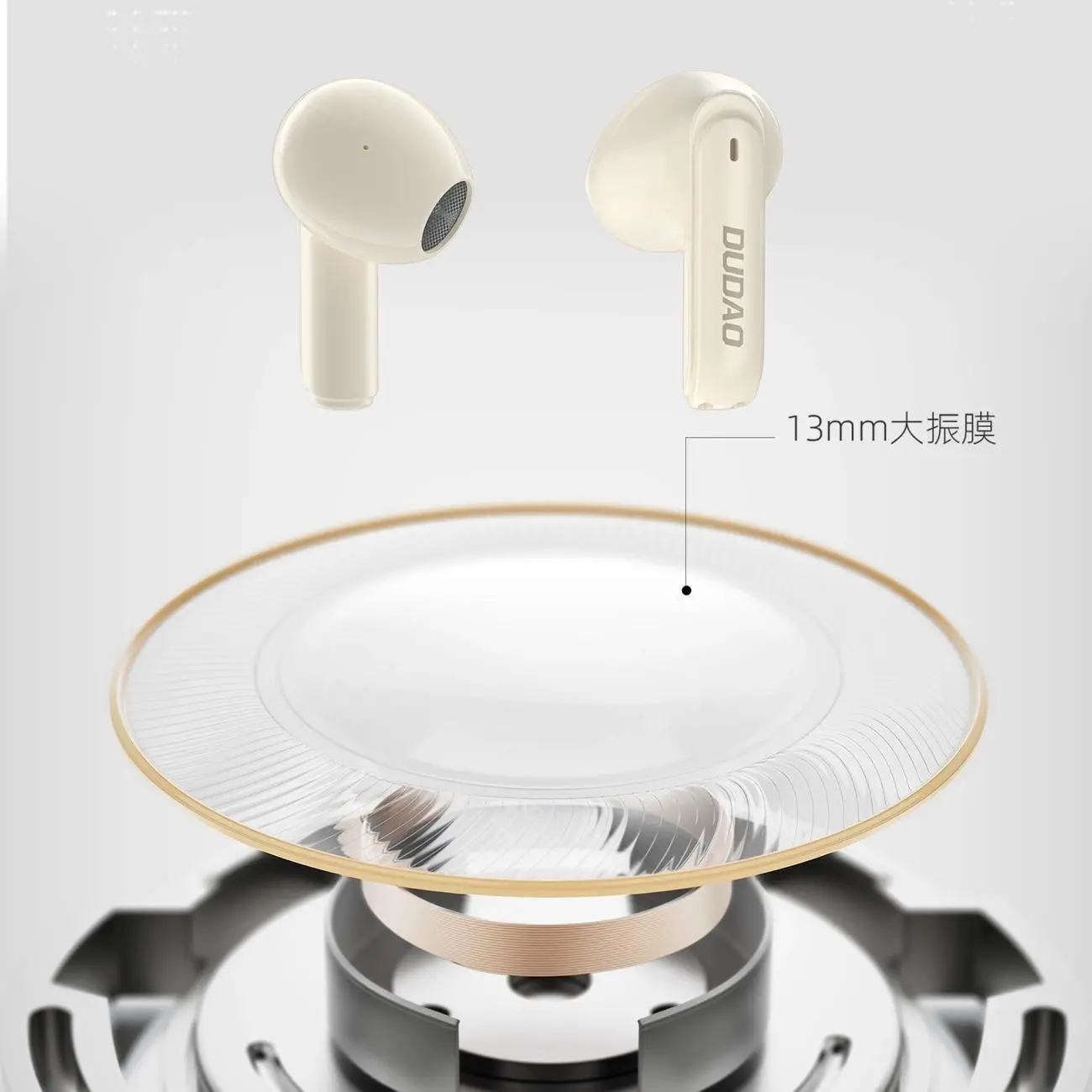 Słuchawki bezprzewodowe Dudao U18Pro Douszne Bluetooth 5.3 Beżowy