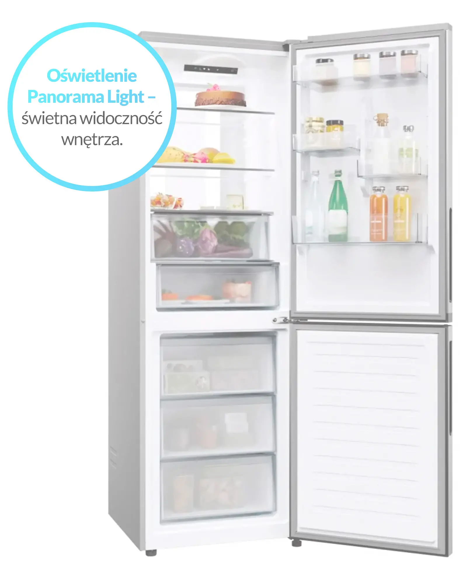 Lodówka Candy Fresco 500 CNCQ4T618DX Pełny No Frost 185cm Komora świeżości Zdalne sterowanie Inox