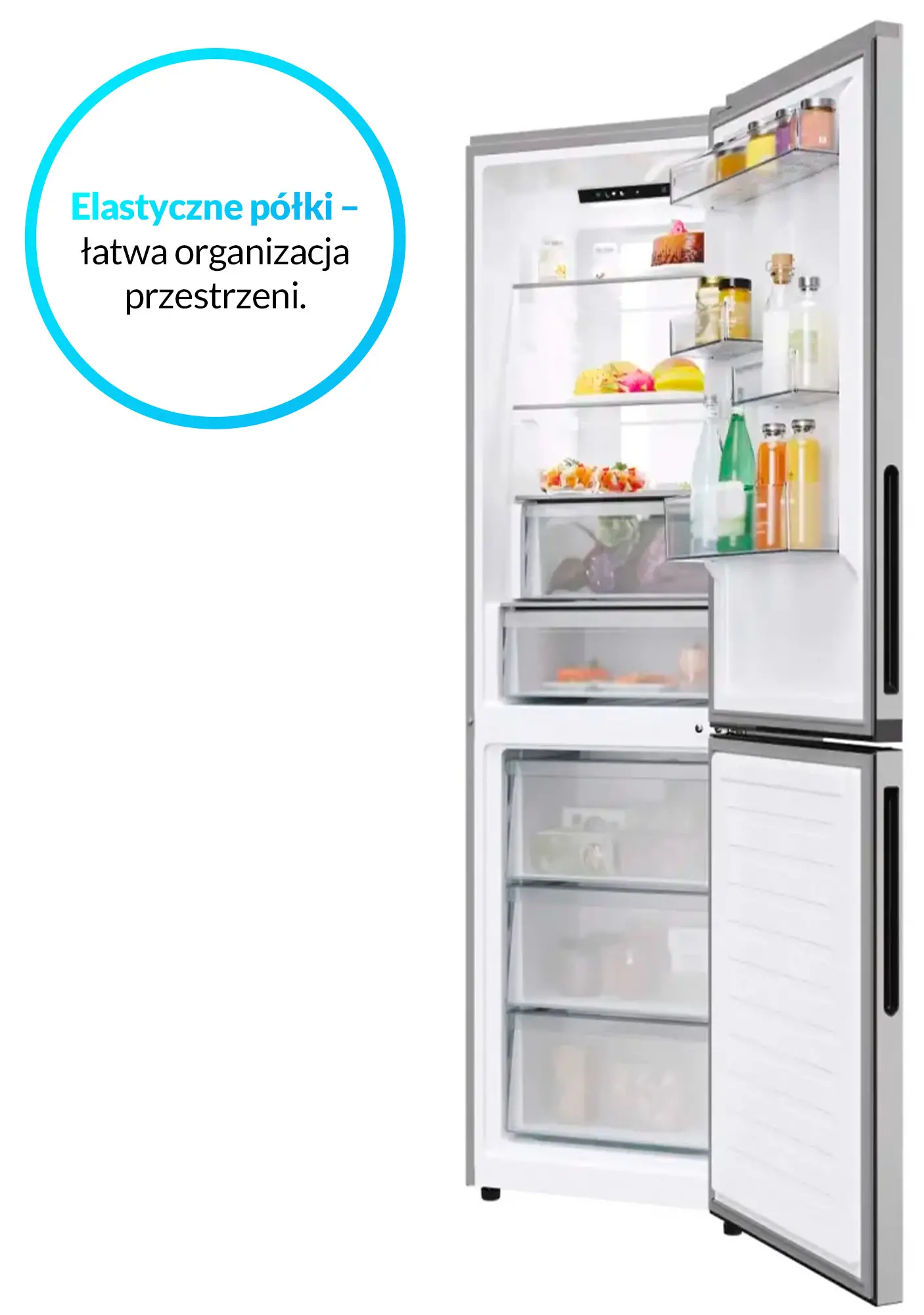 Lodówka Candy Fresco 500 CNCQ4T618DX Pełny No Frost 185cm Komora świeżości Zdalne sterowanie Inox