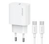 Ładowarka sieciowa USAMS OYXLTZ01 1xUSB-C PD20W PD Fast Charging + kabel USB-C/USB-C 60W Biały