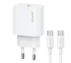 Ładowarka sieciowa USAMS OYXLTZ01 1xUSB-C PD20W PD Fast Charging + kabel USB-C/USB-C 60W Biały