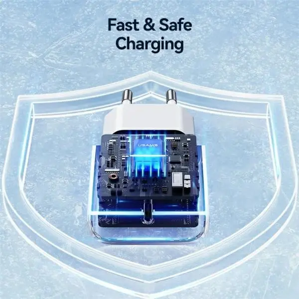 Ładowarka sieciowa USAMS OYXLTZ01 1xUSB-C PD20W PD Fast Charging + kabel USB-C/USB-C 60W Biały