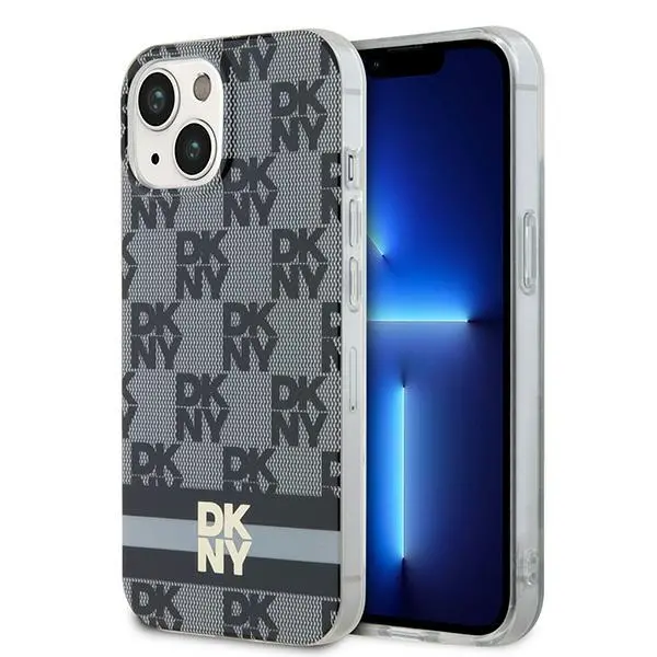 Etui DKNY IML Checkered Mono Pattern & Printed Stripes MagSafe do iPhone 15 Czarny
