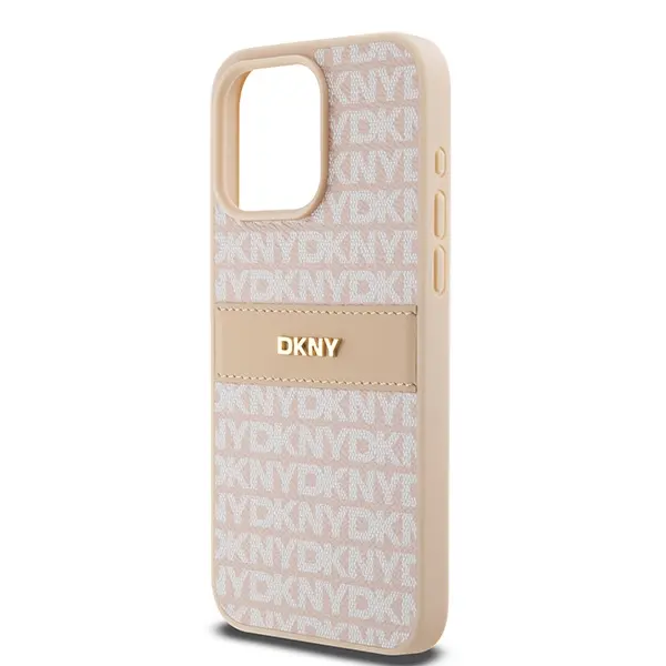 Etui DKNY Hardcase Leather Mono Stripe & Metal Logo iPhone 15 Pro Max Różowy