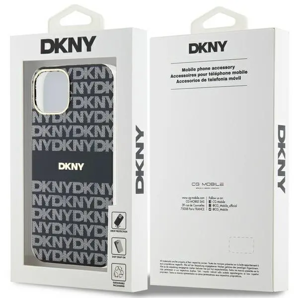 Etui DKNY IML Mono & Stripe MagSafe do iPhone 15 Plus Różowy