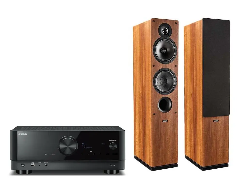 Zestaw stereo Yamaha MusicCast RX-V4A Czarny, Indiana Line Tesi 561 Orzech