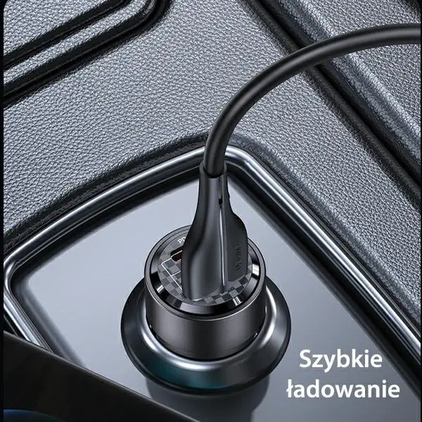 Ładowarka samochodowa USAMS C39 USB+USB-C 60W Fioletowy