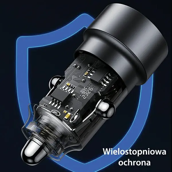 Ładowarka samochodowa USAMS C39 USB+USB-C 60W Fioletowy