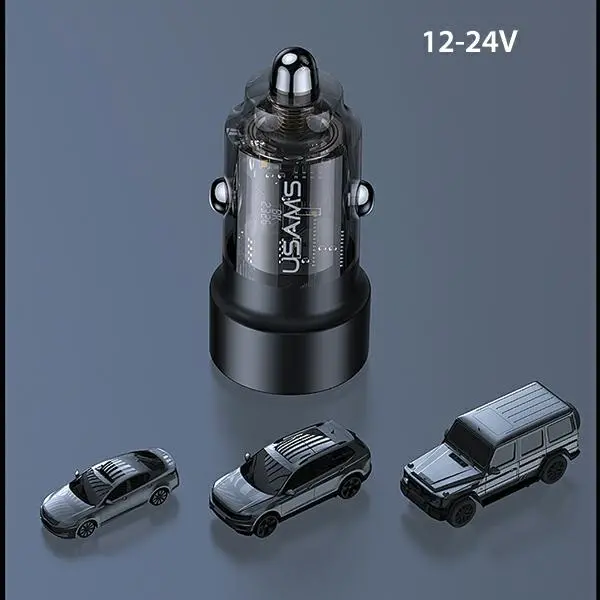 Ładowarka samochodowa USAMS C39 USB+USB-C 60W Fioletowy