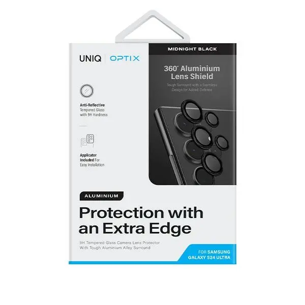 Szkło hartowane UNIQ Optix Aluminium Camera Lens Protector do Samsung S24 Ultra Czarny