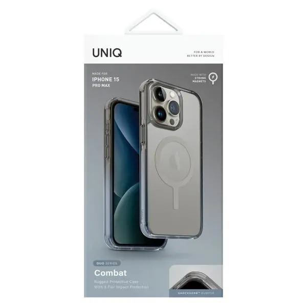 Etui UNIQ Combat Duo do iPhone 15 Pro Max Niebiesko-szary