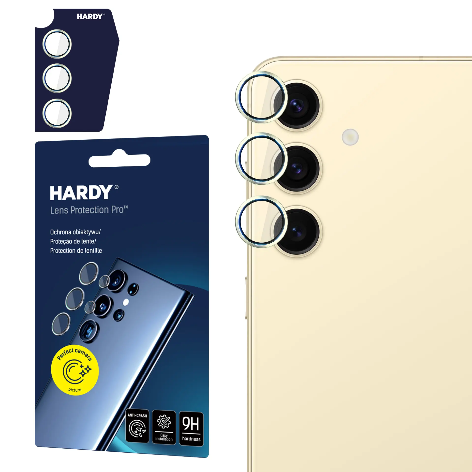 Szkło hartowane 3mk Hardy Lens Protection Pro Yellow na aparat Samsung Galaxy S24