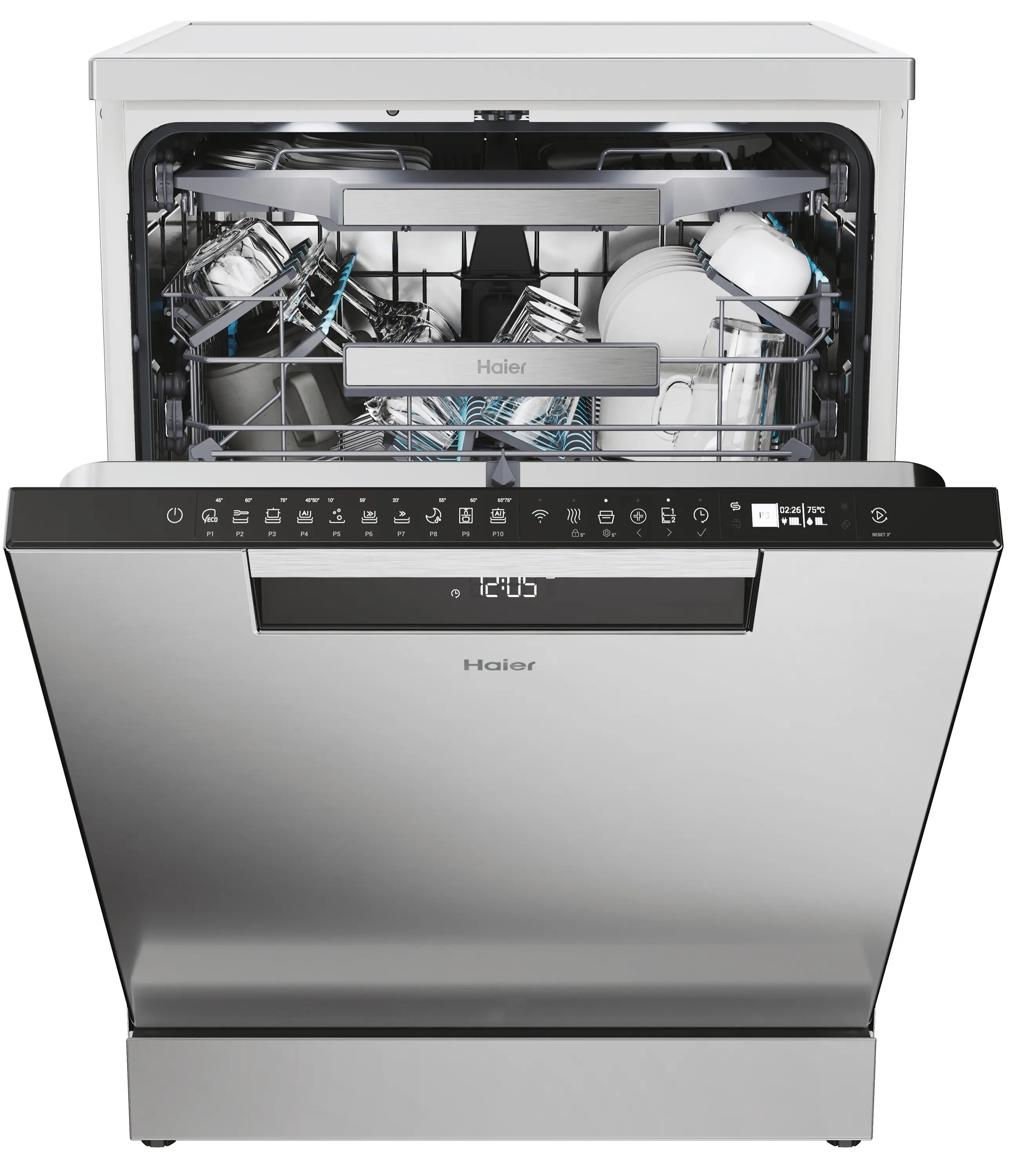 Zmywarka Haier I-Pro Shine Seria 5 XF 6B2M3PX 59,7cm Automatyczne otwieranie drzwi Szuflada na sztućce Zdalne sterowanie