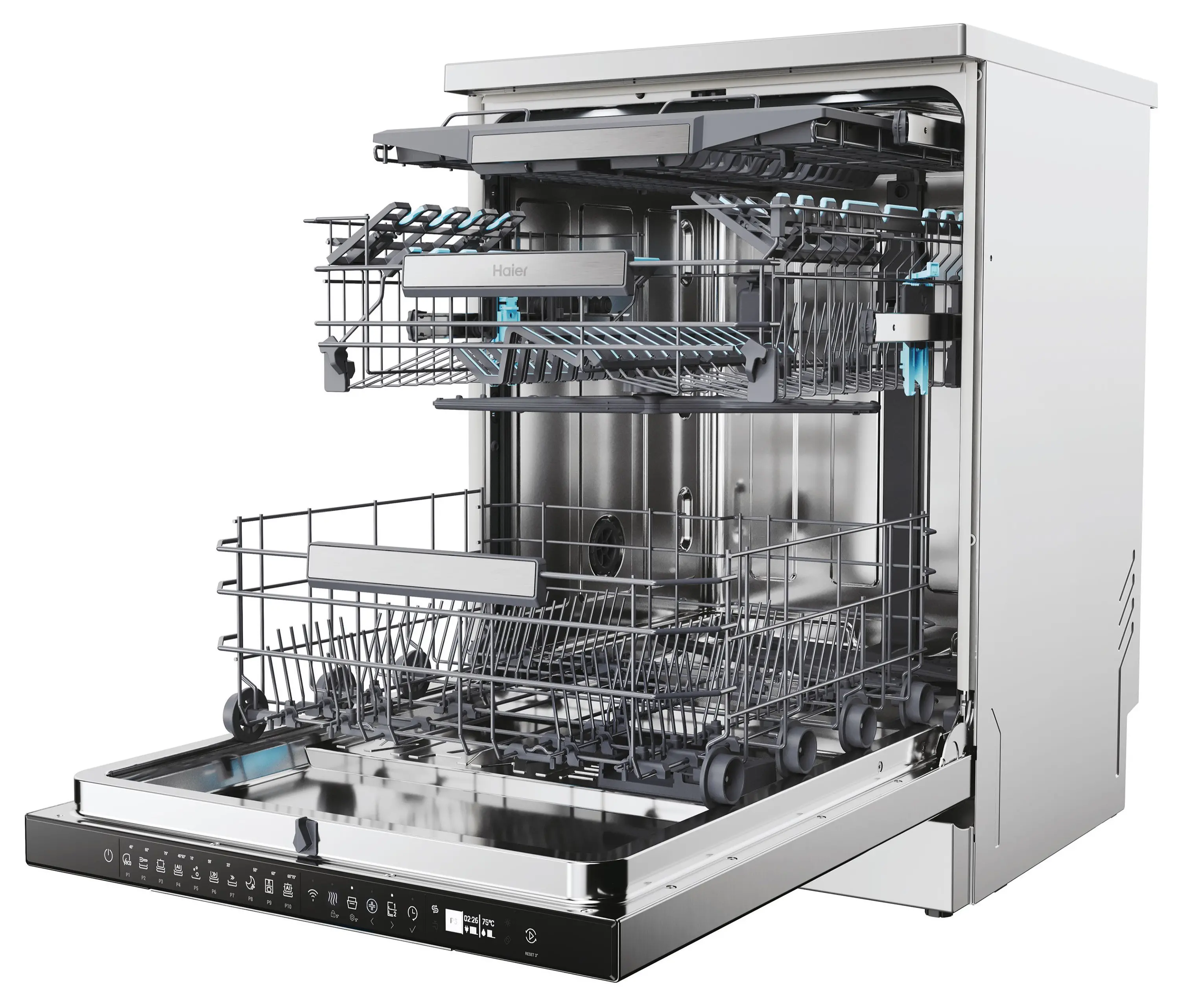 Zmywarka Haier I-Pro Shine Seria 5 XF 6B2M3PX 59,7cm Automatyczne otwieranie drzwi Szuflada na sztućce Zdalne sterowanie
