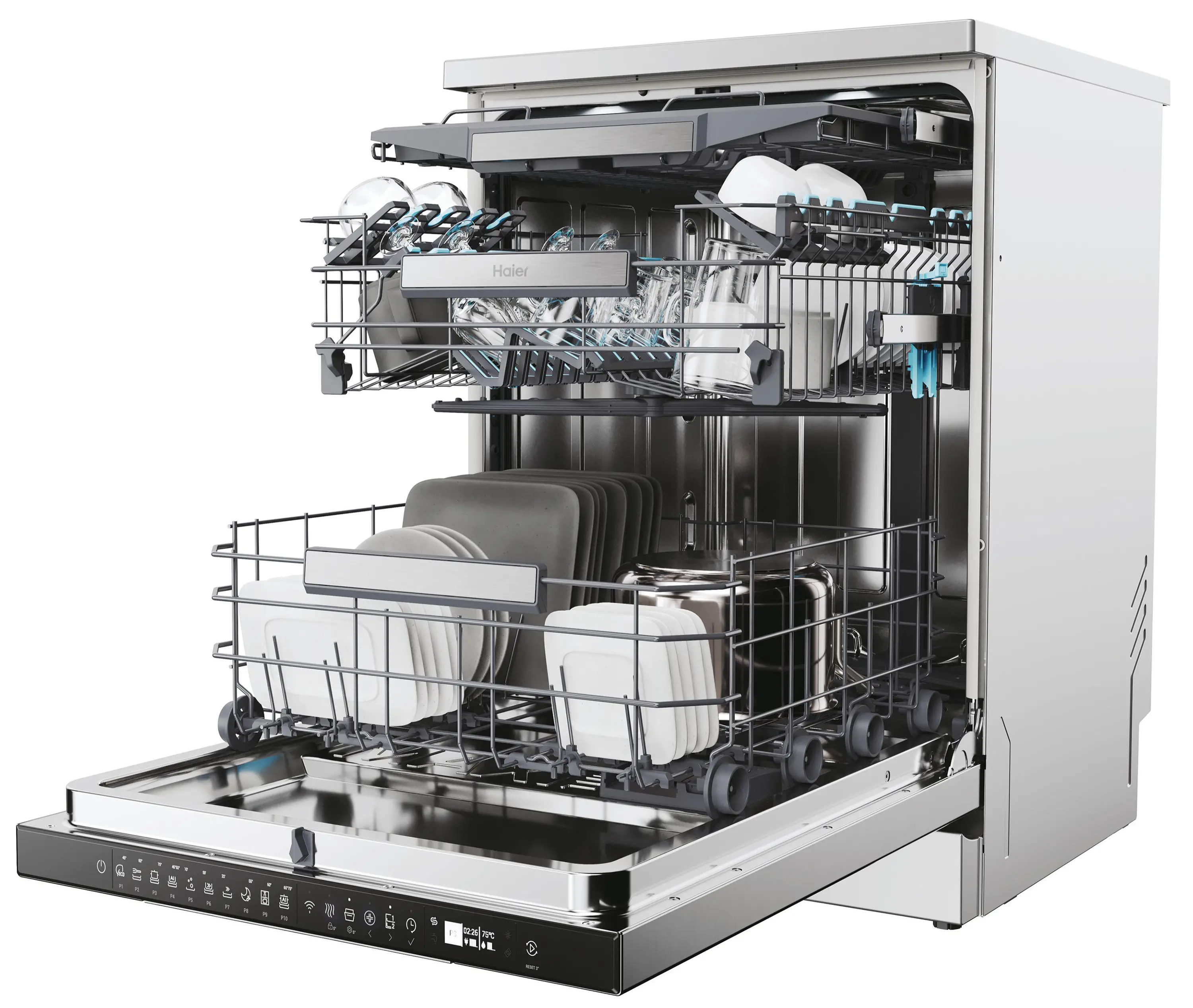 Zmywarka Haier I-Pro Shine Seria 5 XF 6B2M3PX 59,7cm Automatyczne otwieranie drzwi Szuflada na sztućce Zdalne sterowanie