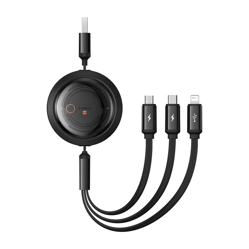 Kabel Baseus USB 3w1 Free2Draw USB do micro USB+Lightning+USB-C 3.5A 1,1m Czarny