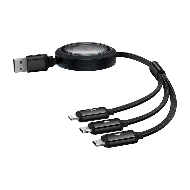 Kabel Baseus USB 3w1 Free2Draw USB do micro USB+Lightning+USB-C 3.5A 1,1m Czarny