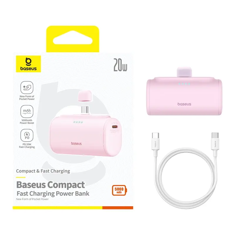 Powerbank Baseus P10068306413-00 Compact 5000mAh PD 20W USB-C Różowy