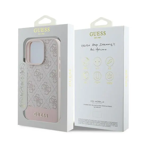 Etui Guess 4G Bottom Stripe do iPhone 16 Pro Max Różowy