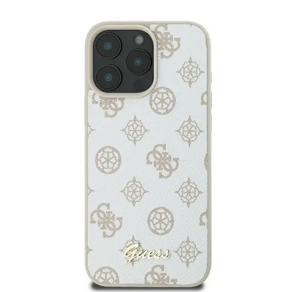 Etui Guess Peony Script Logo MagSafe do iPhone 16 Pro Max Biały