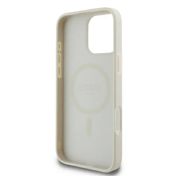 Etui Guess Peony Script Logo MagSafe do iPhone 16 Pro Max Biały