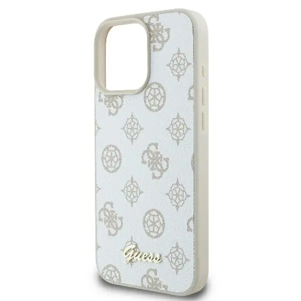 Etui Guess Peony Script Logo MagSafe do iPhone 16 Pro Max Biały