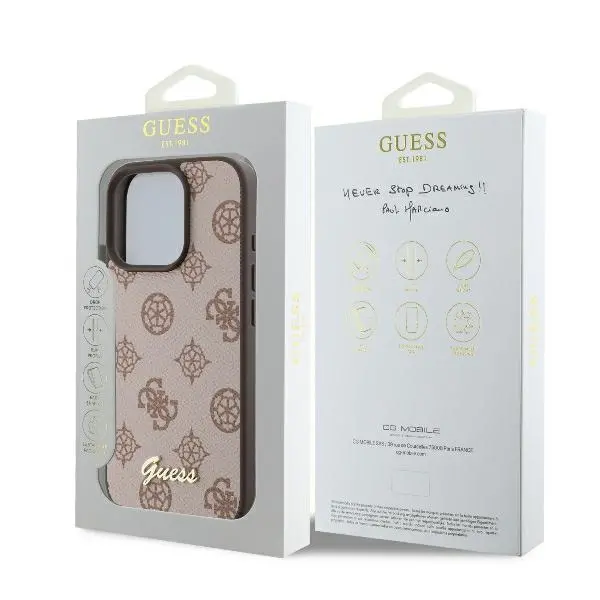 Etui Guess Peony Script MagSafe do iPhone 16 Pro Max Brązowy