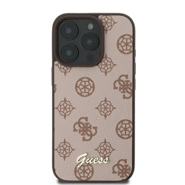 Etui Guess Peony Script MagSafe do iPhone 16 Pro Max Brązowy