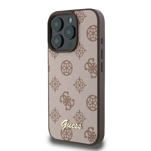 Etui Guess Peony Script MagSafe do iPhone 16 Pro Max Brązowy