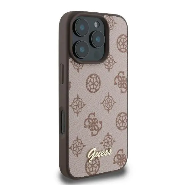 Etui Guess Peony Script MagSafe do iPhone 16 Pro Max Brązowy