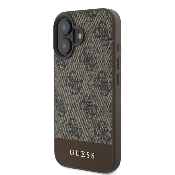 Etui Guess hardcase 4G Bottom Stripe do iPhone 16 Brązowy