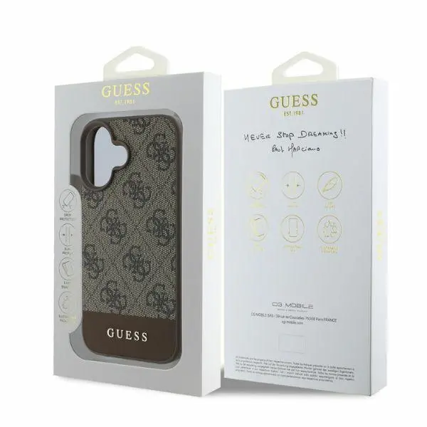 Etui Guess hardcase 4G Bottom Stripe do iPhone 16 Brązowy