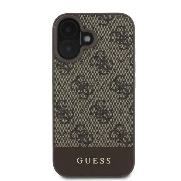 Etui Guess hardcase 4G Bottom Stripe do iPhone 16 Brązowy