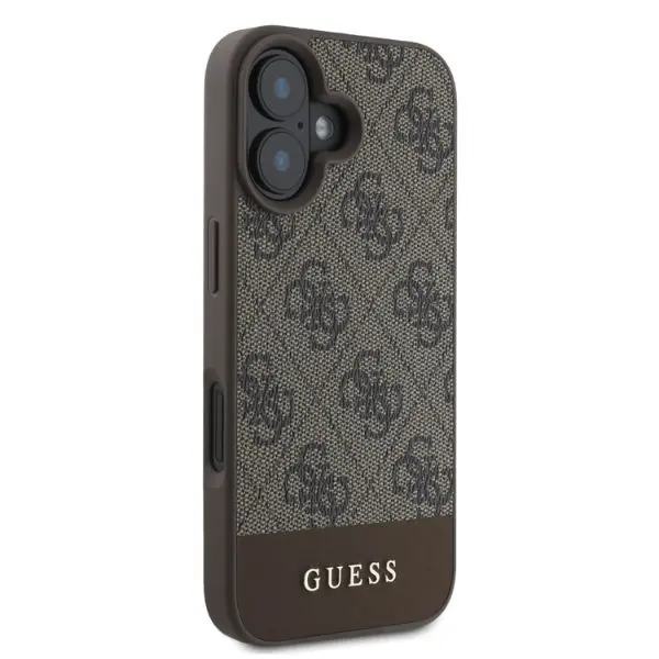 Etui Guess hardcase 4G Bottom Stripe do iPhone 16 Brązowy