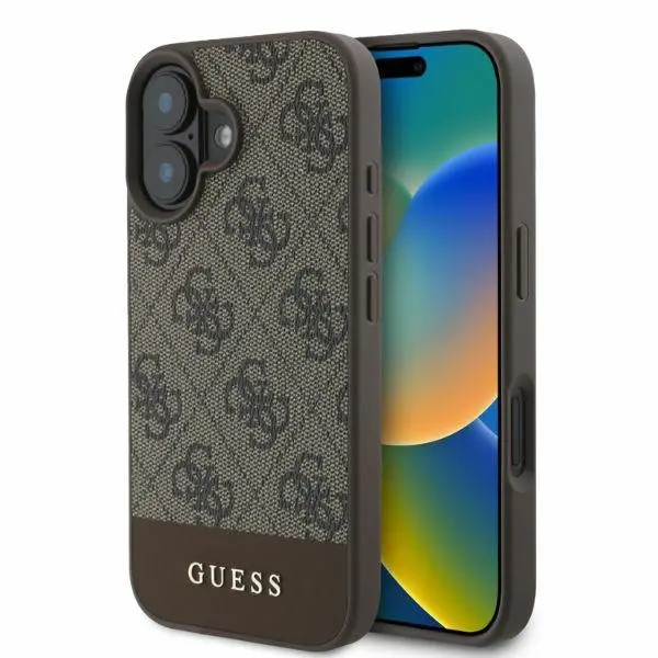 Etui Guess hardcase 4G Bottom Stripe do iPhone 16 Brązowy