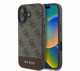 Etui Guess hardcase 4G Bottom Stripe do iPhone 16 Brązowy