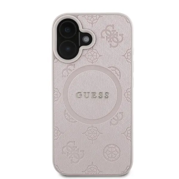 Etui Guess Saffiano Peony Classic Logo MagSafe do iPhone 16 Plus Różowy
